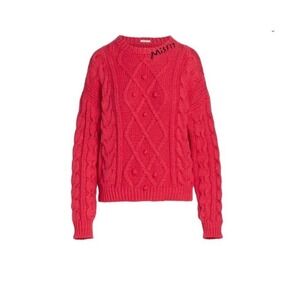 MOTHER The Jumper Cable-Knit Sweater Pullover Chunky Red Size XS Valentines